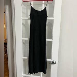 J. Crew black silk slip midi dress